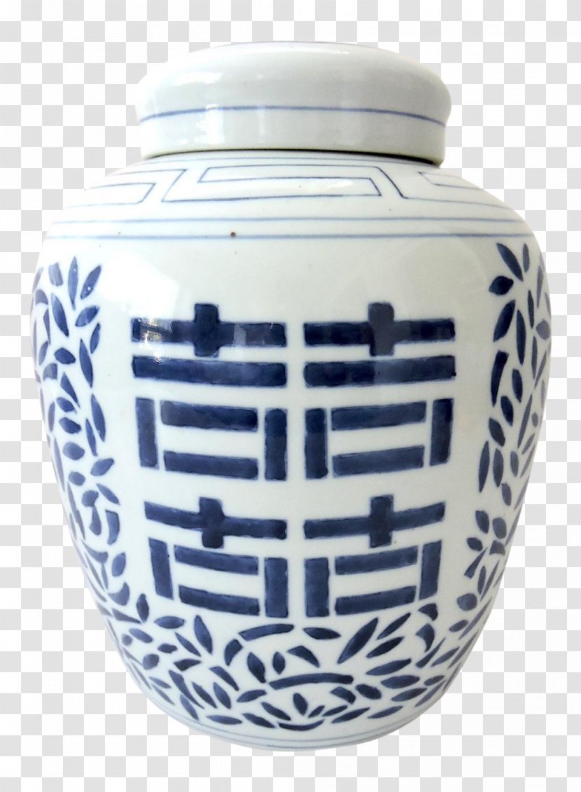 Ceramic Blue And White Pottery Cobalt Urn - Chinese Double Happiness Transparent PNG