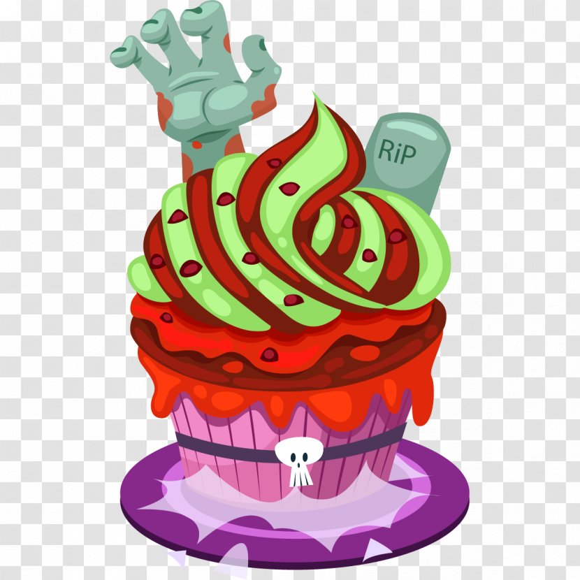 Cupcake Cream Clip Art Candy Corn Halloween Cake - Cupcakes Transparent PNG