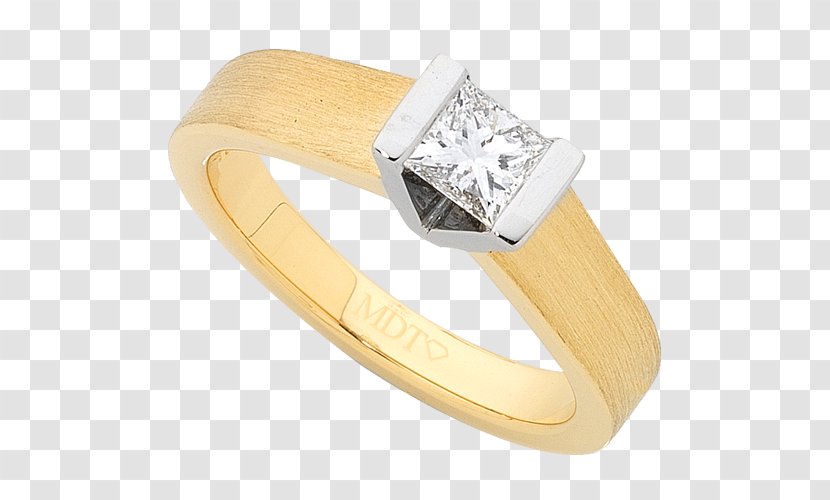 Engagement Ring Princess Cut Solitaire - Gold Transparent PNG