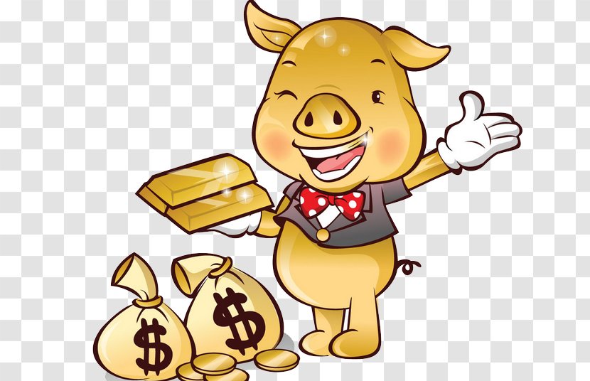 Domestic Pig Piggy Bank Gold Chinese Zodiac Illustration - Love Of Money Transparent PNG