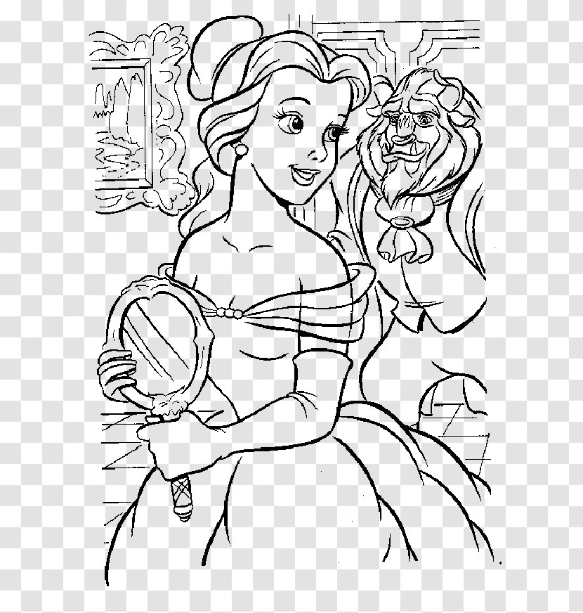 Belle Beast Coloring Book Drawing Line Art - Heart - Disney Princess Transparent PNG