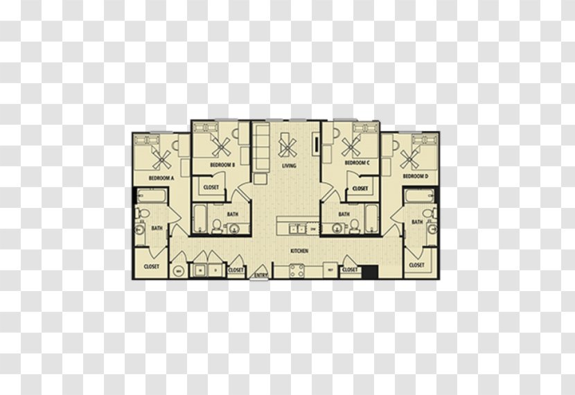 Floor Plan Bedroom Apartment - Bed Transparent PNG