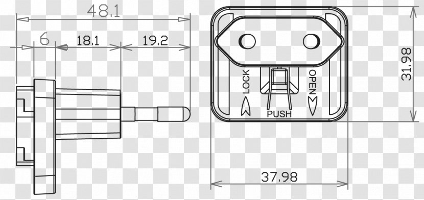 Door Handle Technical Drawing Diagram - Black And White - Design Transparent PNG