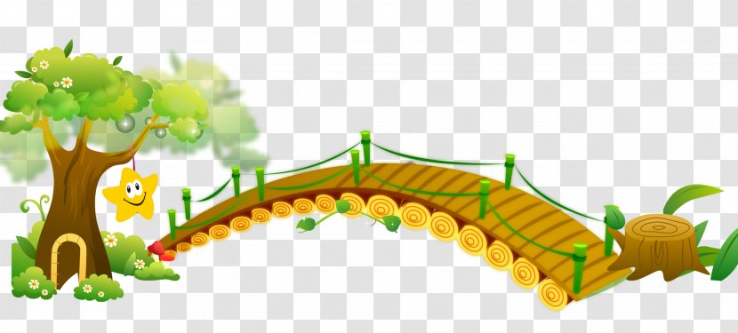 Cartoon Bridge Illustration - Wooden And Trees Transparent PNG