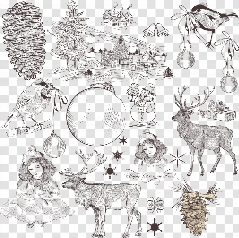 Christmas Drawing Clip Art - Card - 2018happy Vector Transparent PNG