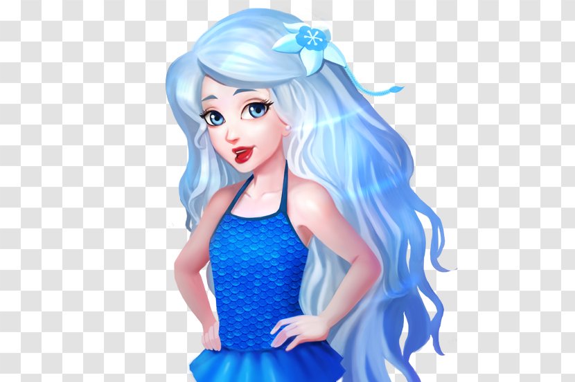Mermaid Fin Fun Child Long Hair - Silhouette Transparent PNG