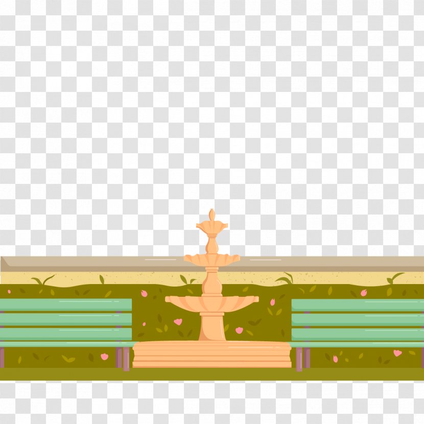 Urban Park Fountain - Vector Transparent PNG