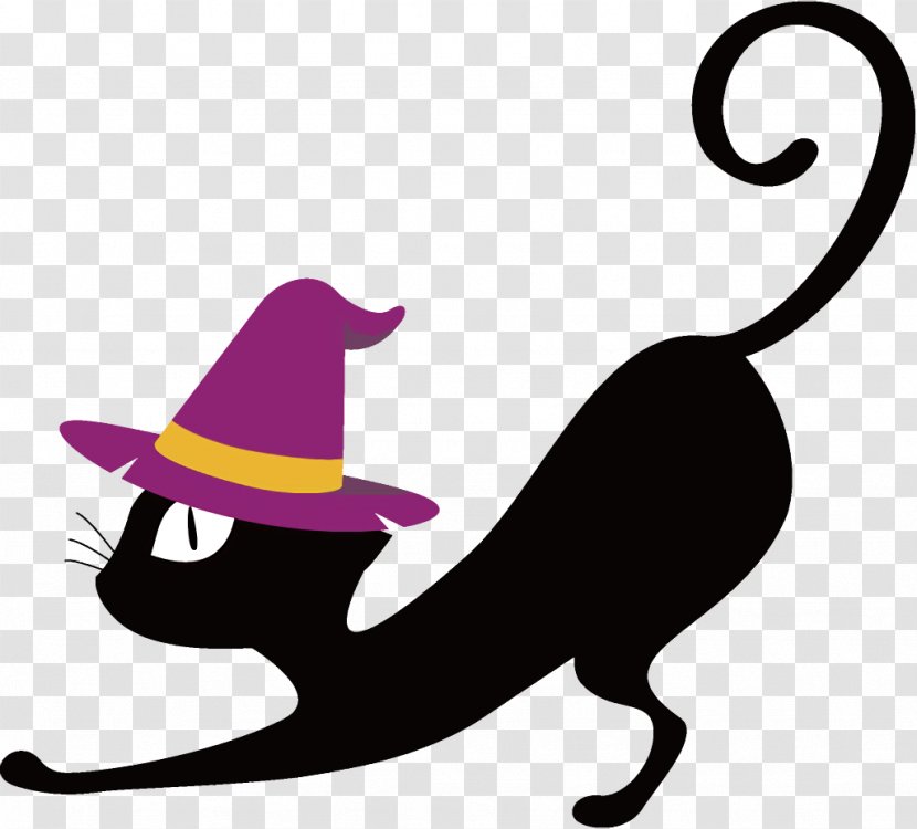 Black Cat Halloween - Hat - Small To Mediumsized Cats Transparent PNG