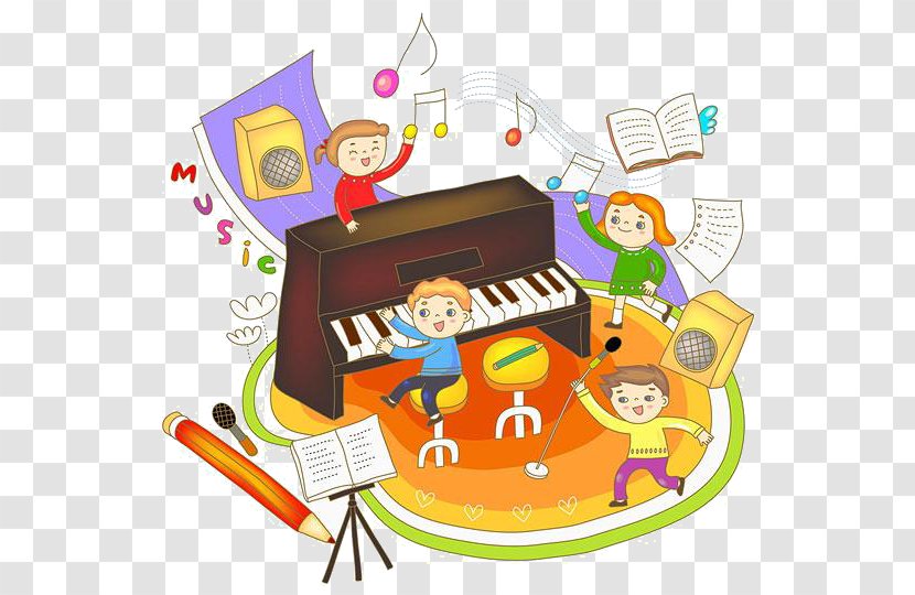 Piano Musical Instrument Illustration - Flower - Cartoon Child Transparent PNG