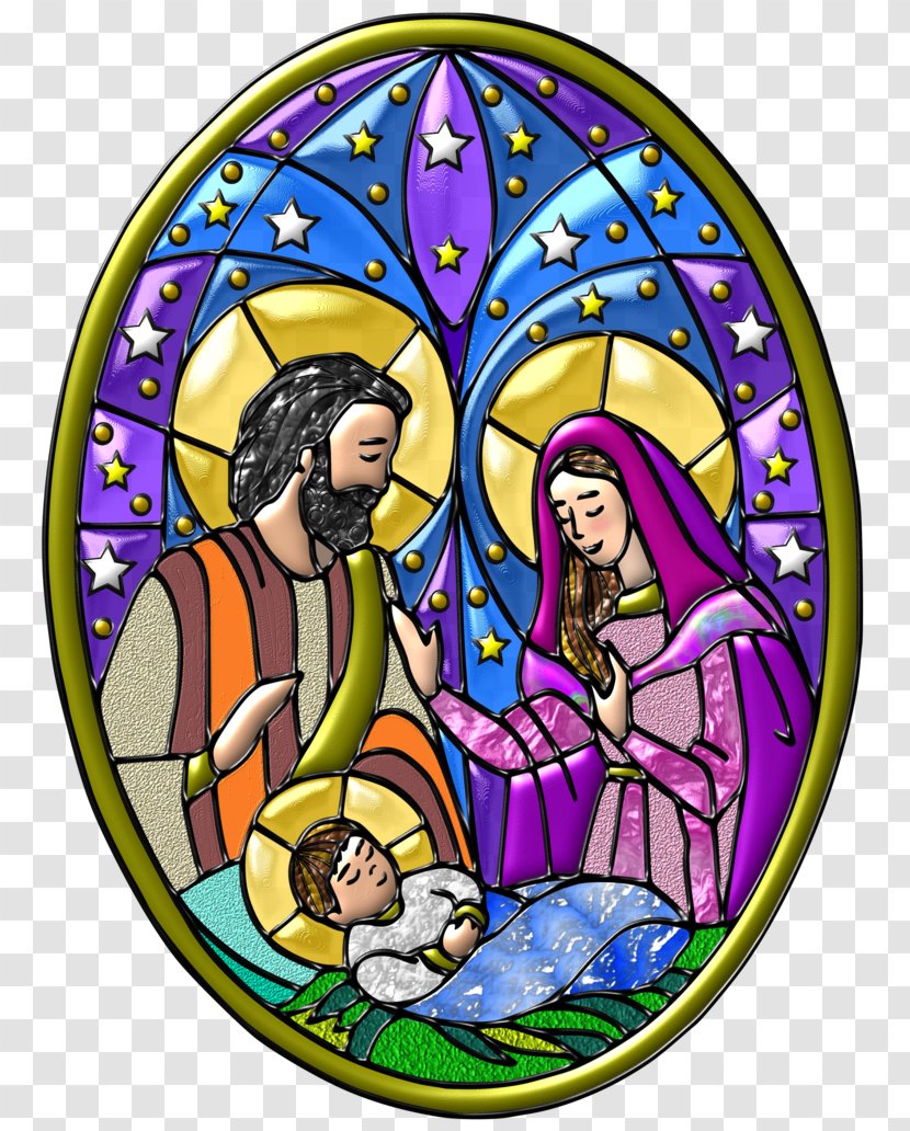Stained Glass Manger Christmas Clip Art Transparent PNG