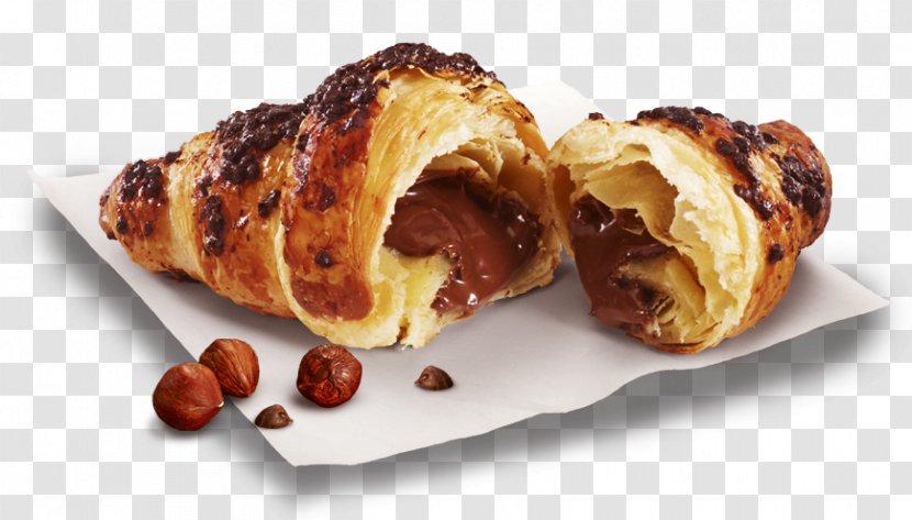 Croissant Pain Au Chocolat Danish Pastry Viennoiserie Milk - Hazelnut Transparent PNG