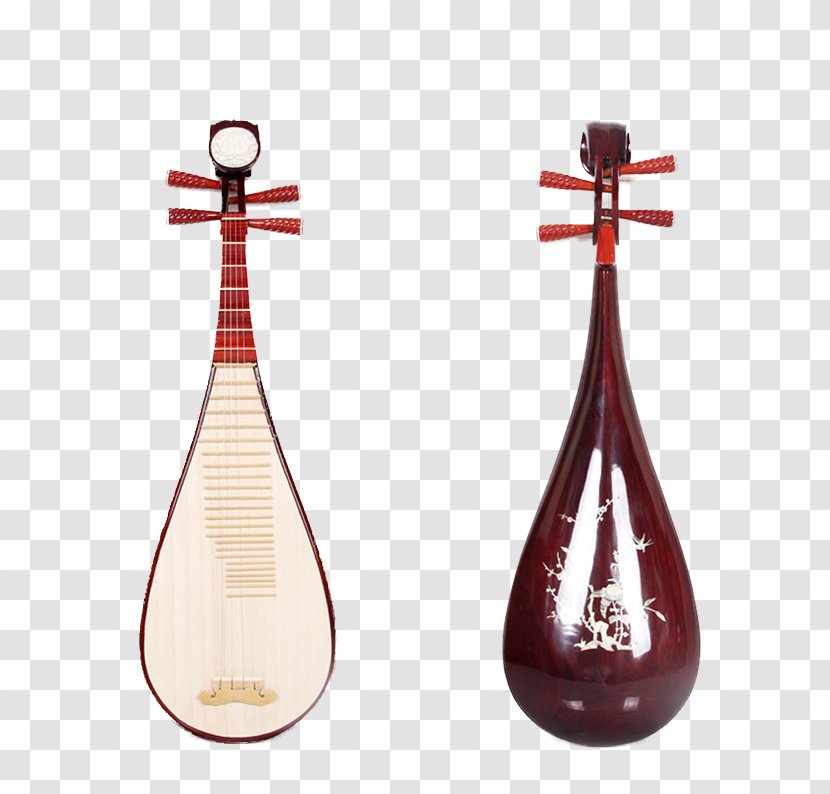 Pipa Musical Instrument Plucked String U7435u7436 Lute - Cartoon - Piles Of Wood Shell Carving Transparent PNG