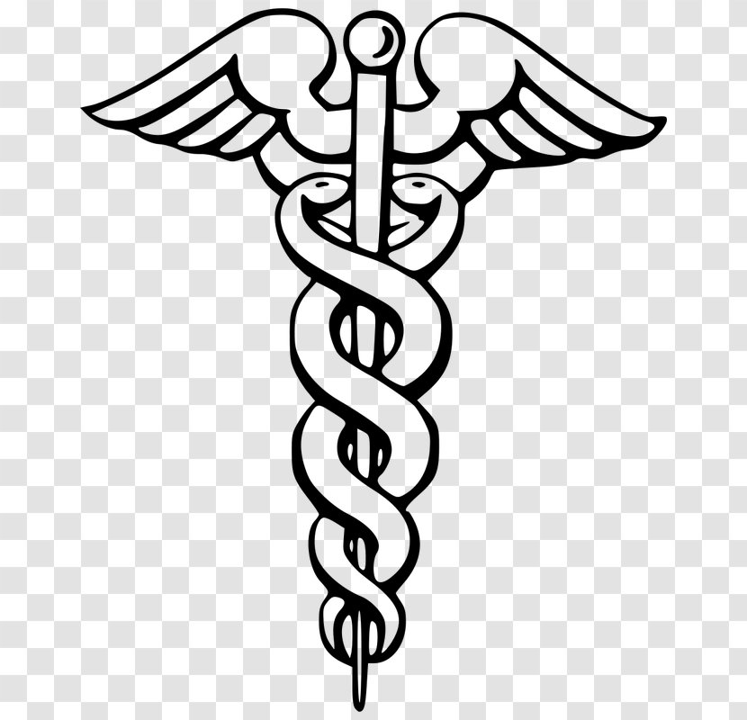 Staff Of Hermes Caduceus As A Symbol Medicine Rod Asclepius - Monochrome Transparent PNG