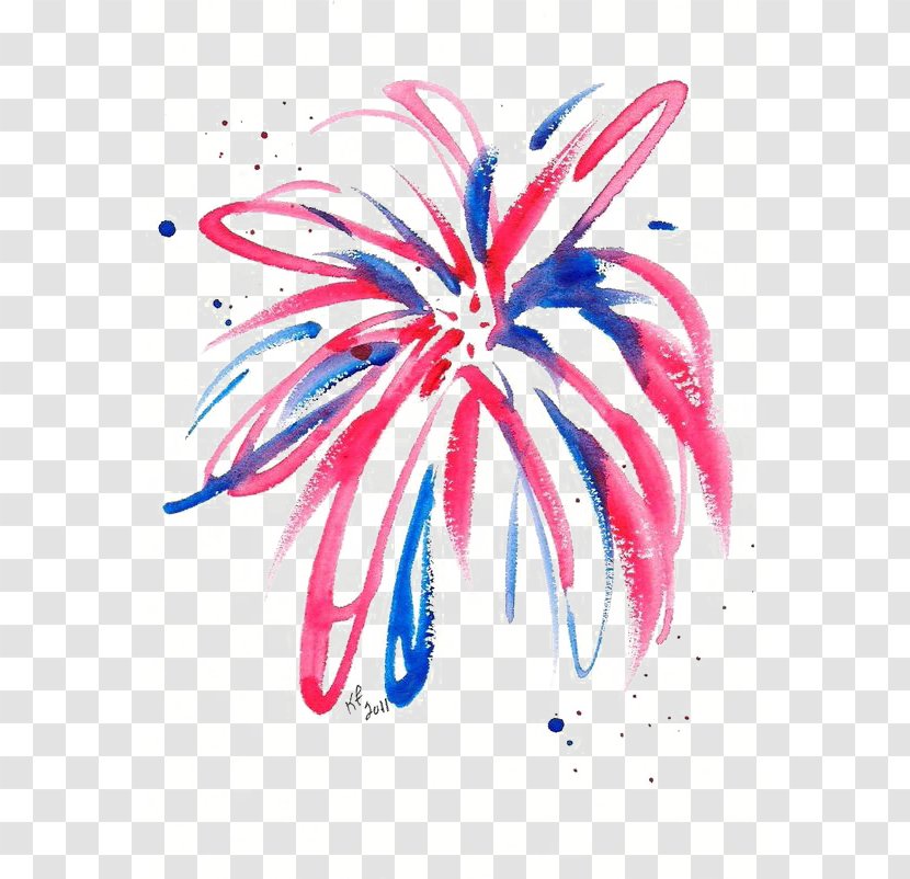 Fireworks Watercolor Painting Drawing - Color Transparent PNG