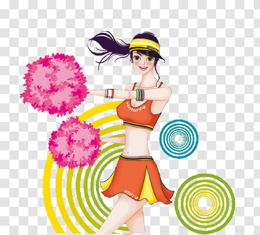 Cartoon Cheerleader - Watercolor - Cheerleading Transparent PNG