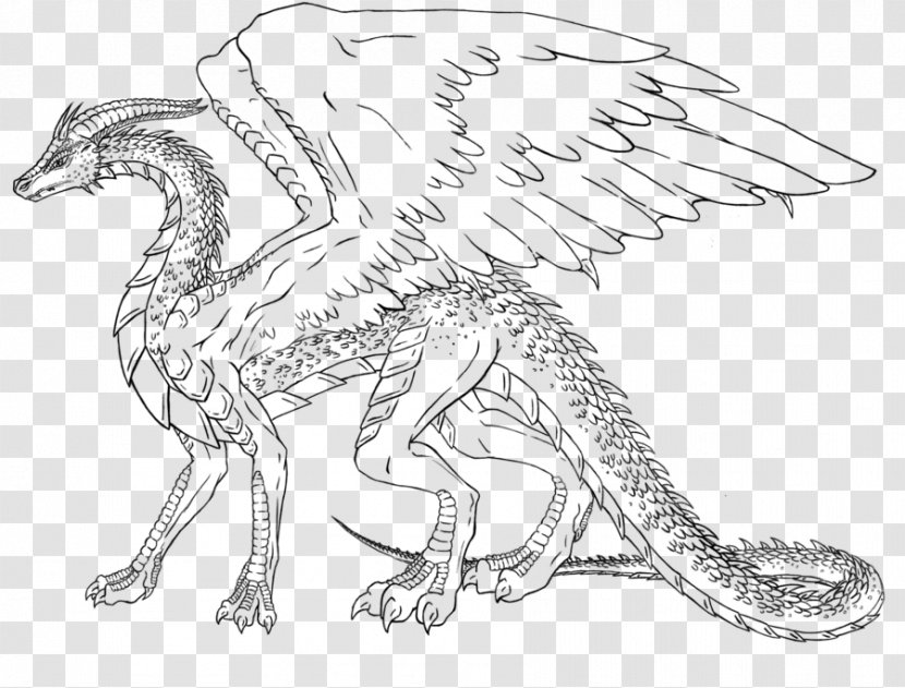 Line Art Velociraptor Drawing Wildlife Fauna - Ink Dragon Transparent PNG