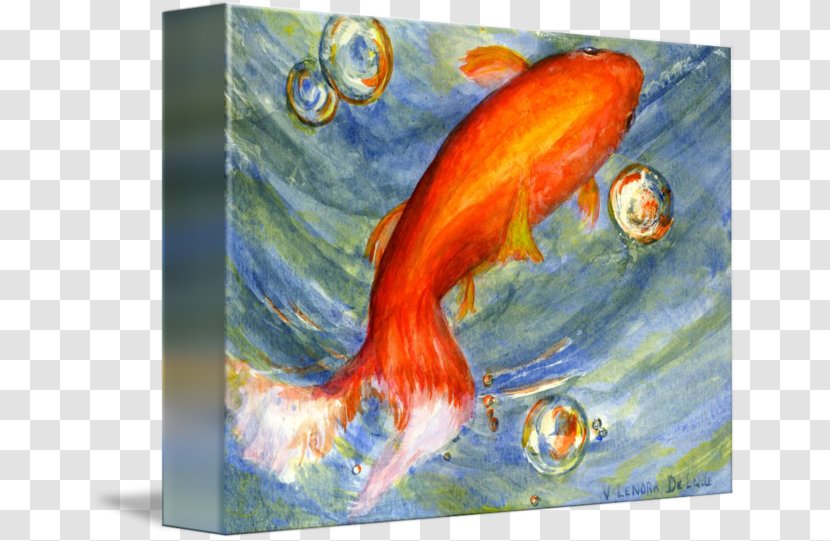 Watercolor Painting Canvas Print Oil Koi Transparent PNG