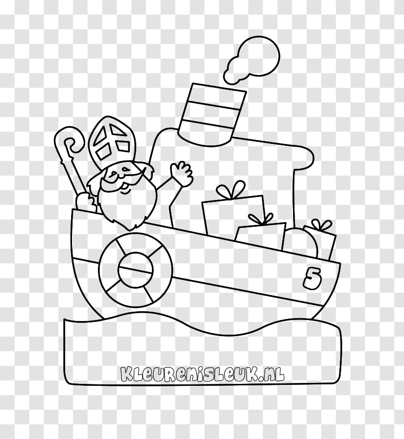 Pakjesboot 12 Kleurplaat Sinterklaas Drawing Steamboat - Line Art - Indiaan Transparent PNG
