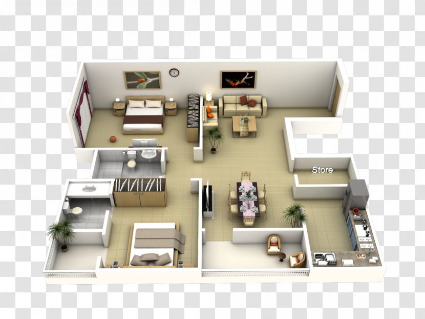 Bedroom House Plan - Apartment Transparent PNG