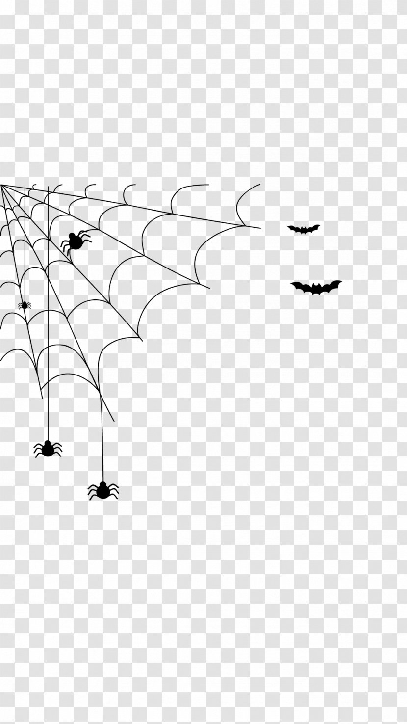 Spider Web Black And White Halloween - Monochrome - Cobweb Transparent PNG