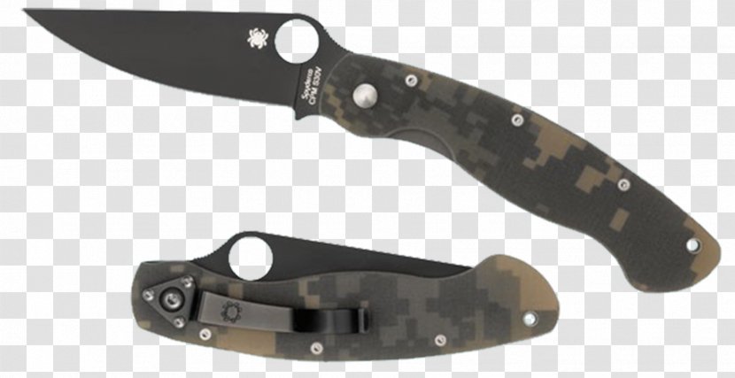 Pocketknife Spyderco Military Model Camo G-10 Plainedge Knife Native 5 Lightweight - G10 Transparent PNG