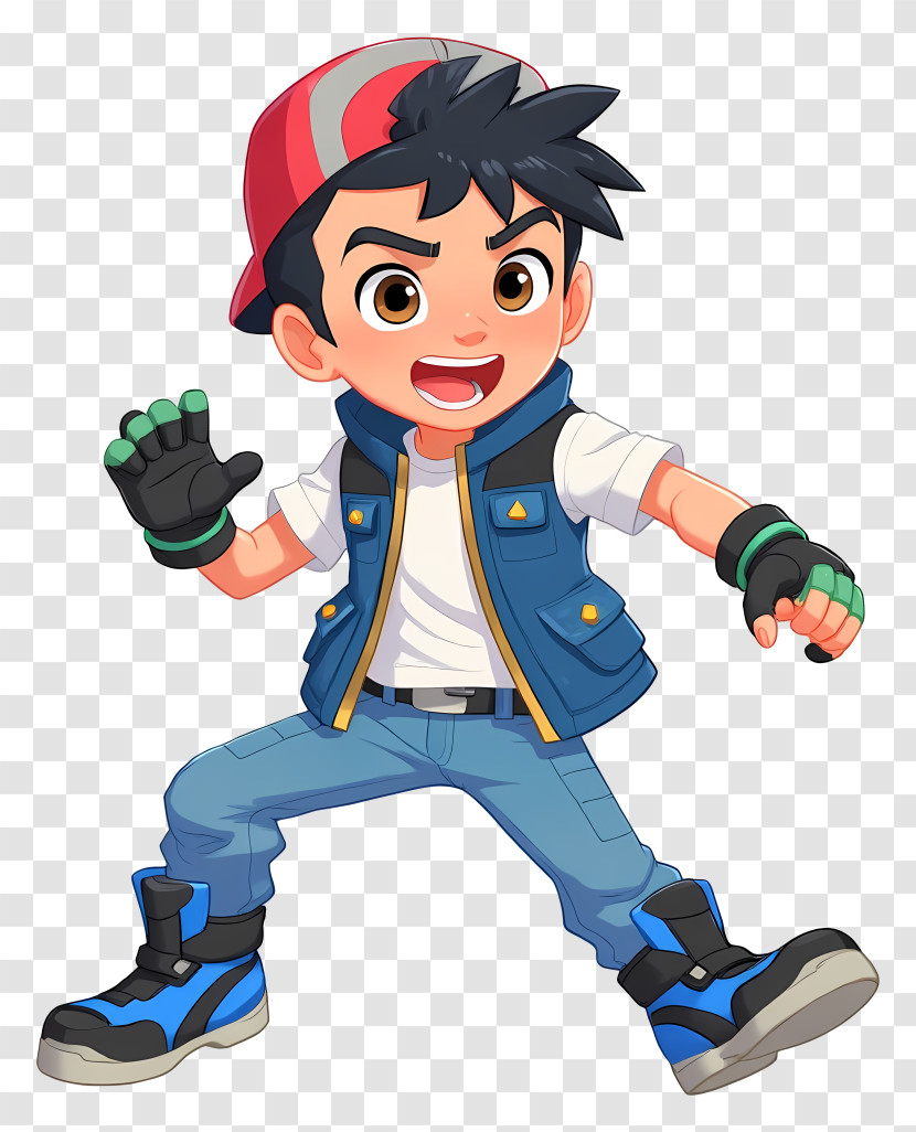 Animated Boy - Energetic Animated Boy In Cap Transparent PNG