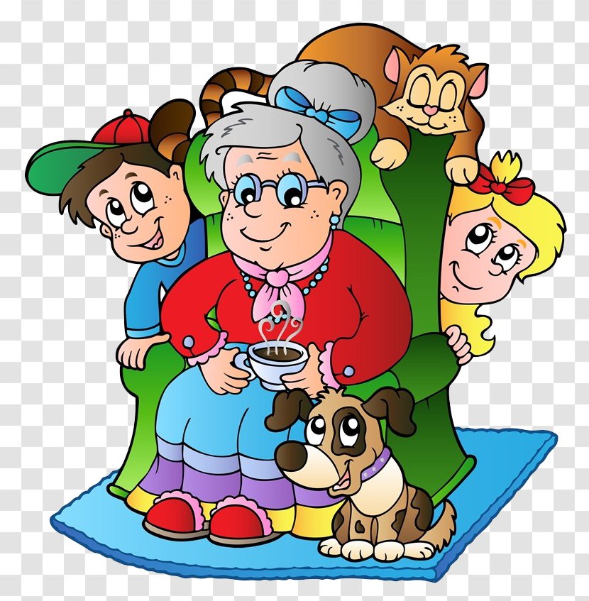 Grandparent Grandmother Grandchild Drawing - Short Story - Sitting On The Chair Above Old Man Transparent PNG