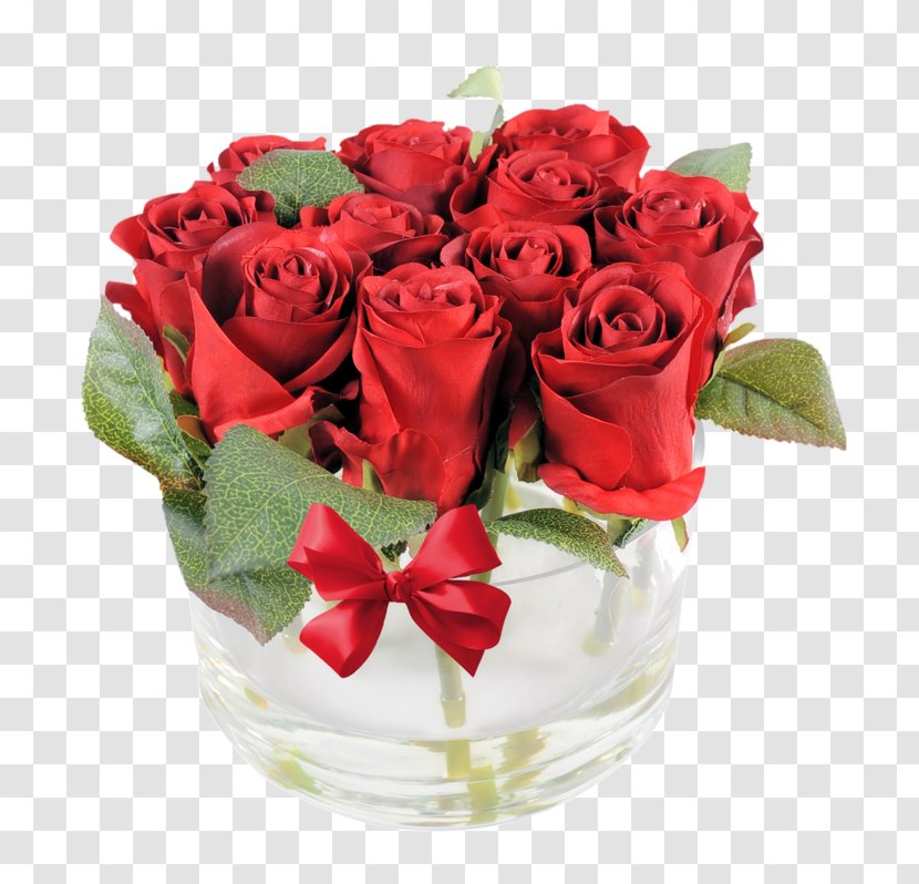 Flower Bouquet Garden Roses Artificial Red - Plant Stem - Rose Arrangement Transparent PNG