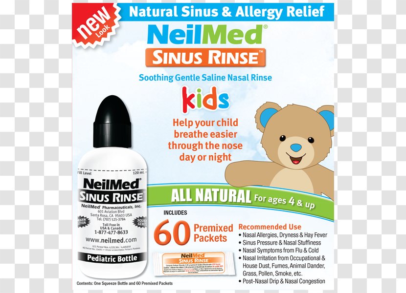 Nasal Irrigation Nose Sinus Infection Child Saline - Frontal Transparent PNG
