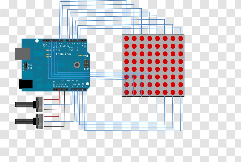 Arduino Dot Matrix Dot-matrix Display Light-emitting Diode - Integrated Circuits Chips - Row Of Lights Transparent PNG
