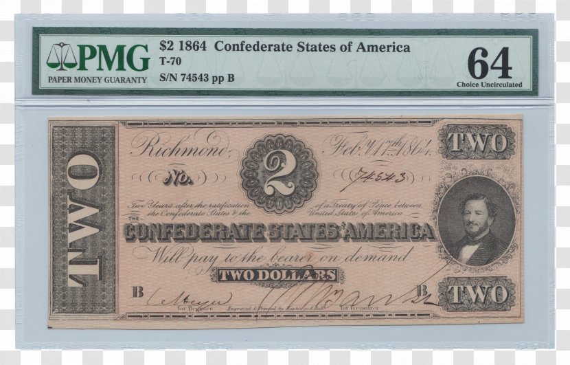 Confederate States Dollar Of America Banknote Coin - Bank Transparent PNG