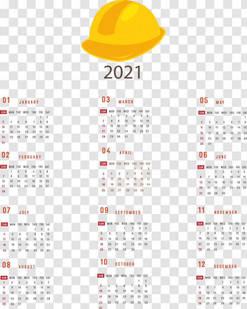 Printable 2021 Yearly Calendar 2021 Yearly Calendar Transparent PNG