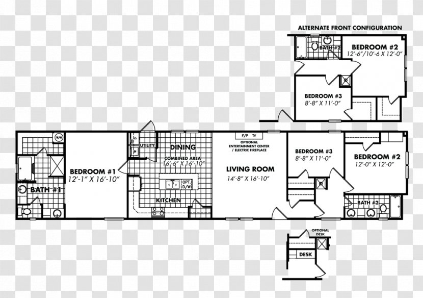 Floor Plan Mobile Home House Manufactured Housing - Schematic Transparent PNG