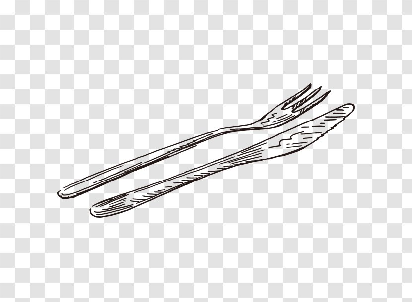 Knife Fork Cutlery - Vector Sketch And Transparent PNG