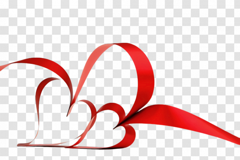 Red Heart Ribbon Love Transparent PNG