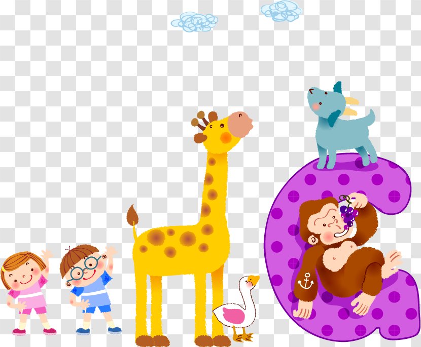 Cartoon Animation Comics - Poster - Cute Kids Giraffe Letter Transparent PNG