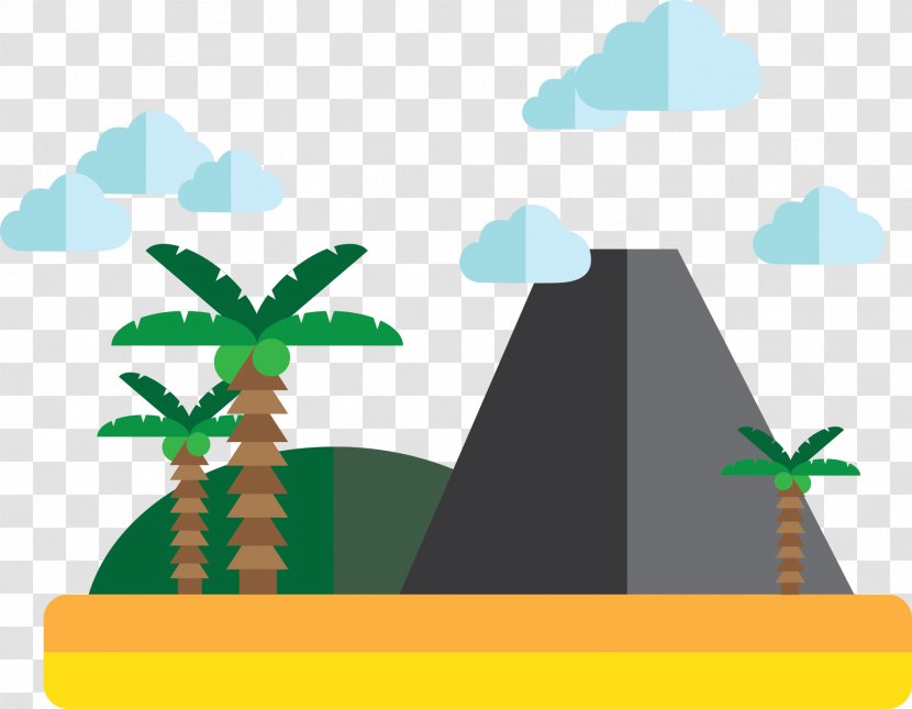 Island Cartoon - Brand - Volcanic Landscape Vector Transparent PNG