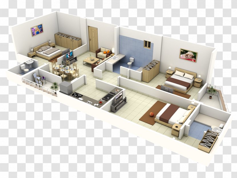 House Plan 3D Floor Bedroom - Architectural Complex Transparent PNG