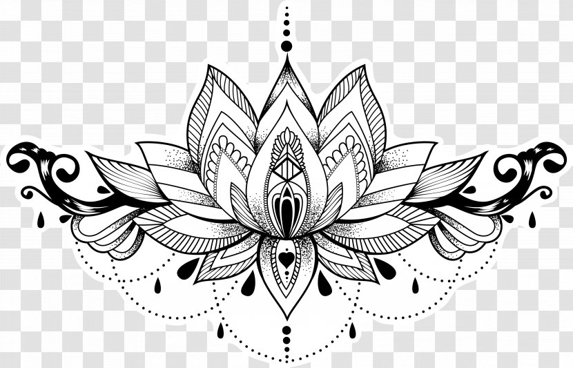 Abziehtattoo Nelumbo Nucifera Henna Drawing - Idea - Mandalas Transparent PNG