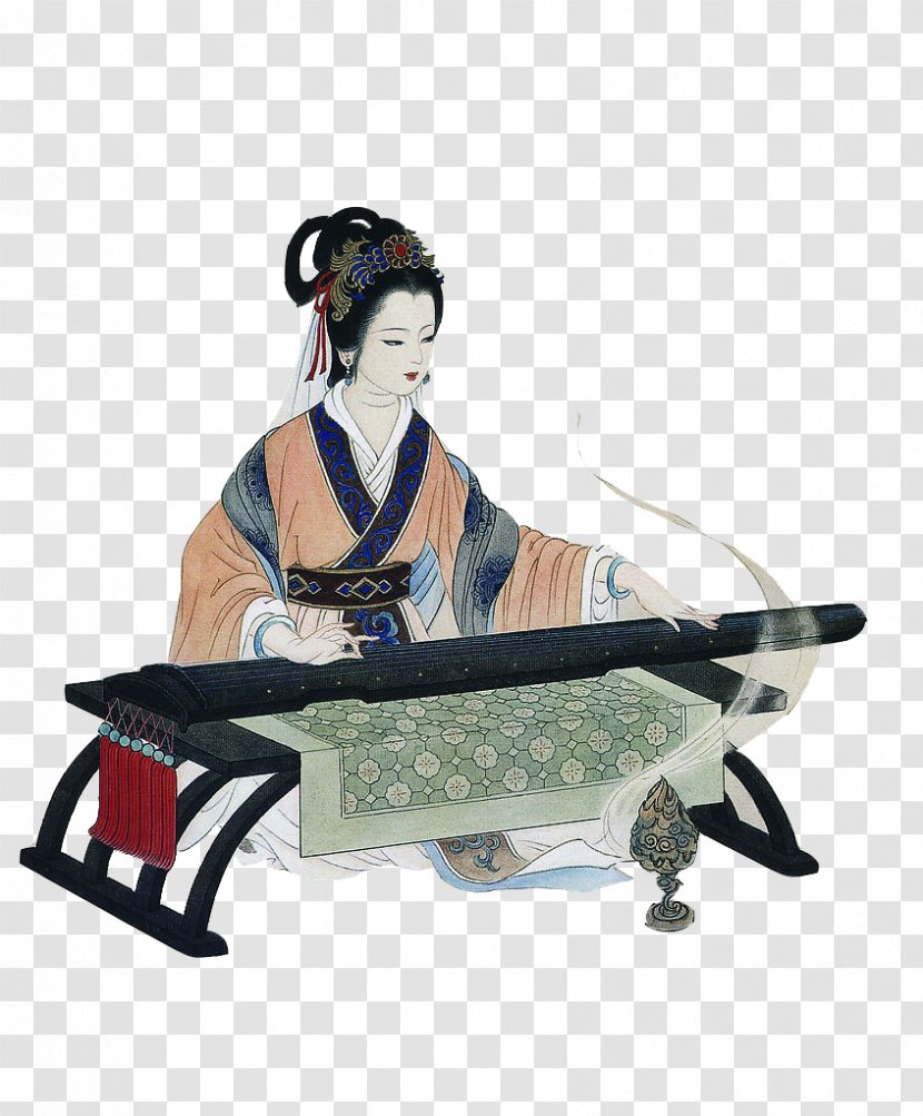 China Guqin Musical Instrument Zither - Heart - Piano Transparent PNG