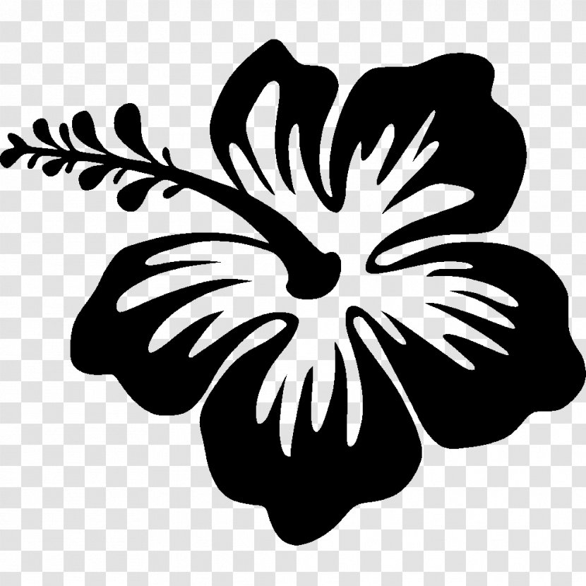 Silhouette Drawing Hibiscus - Pollinator - Hawaii Flower Transparent PNG
