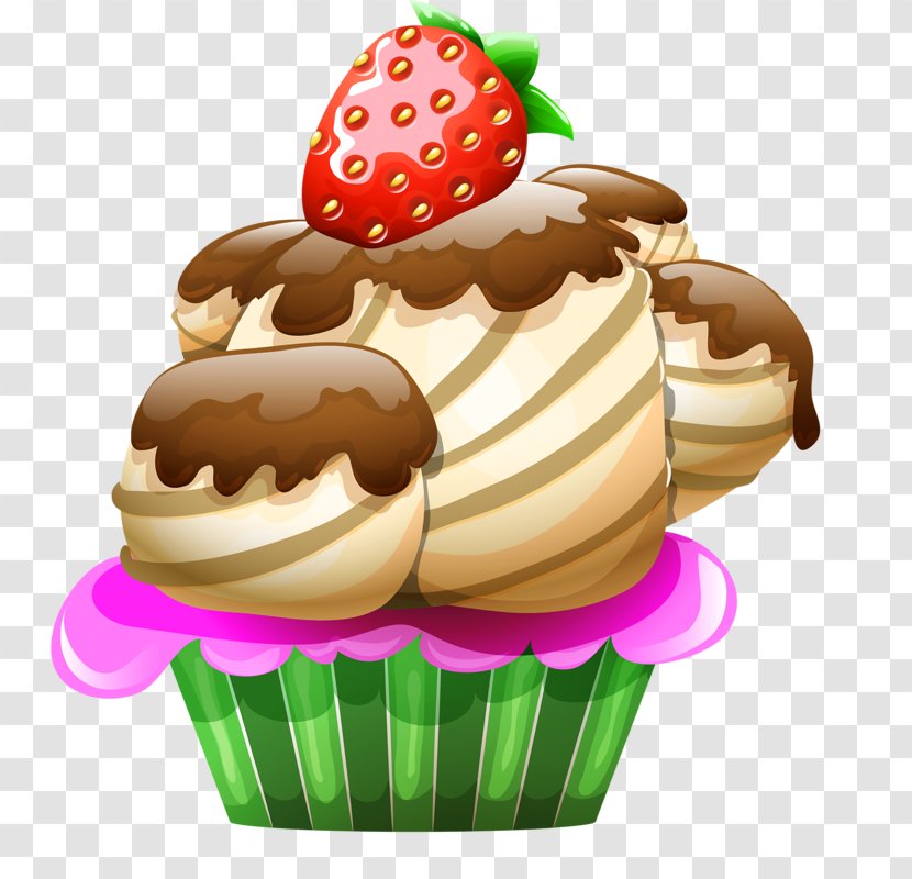 Ice Cream Cupcake Birthday Cake Chocolate Strawberry - Cupcakes Transparent PNG