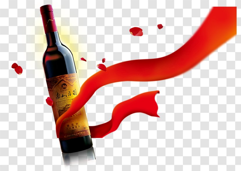 Red Wine Glass Bottle - Nanshan Manor Dry Transparent PNG