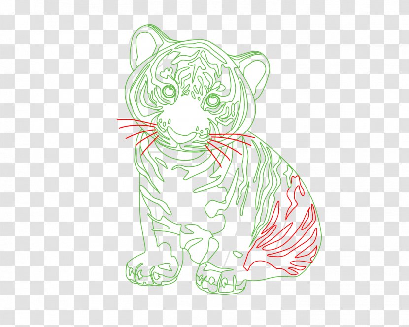 Whiskers Tiger Cat Sketch Illustration - Silhouette Transparent PNG