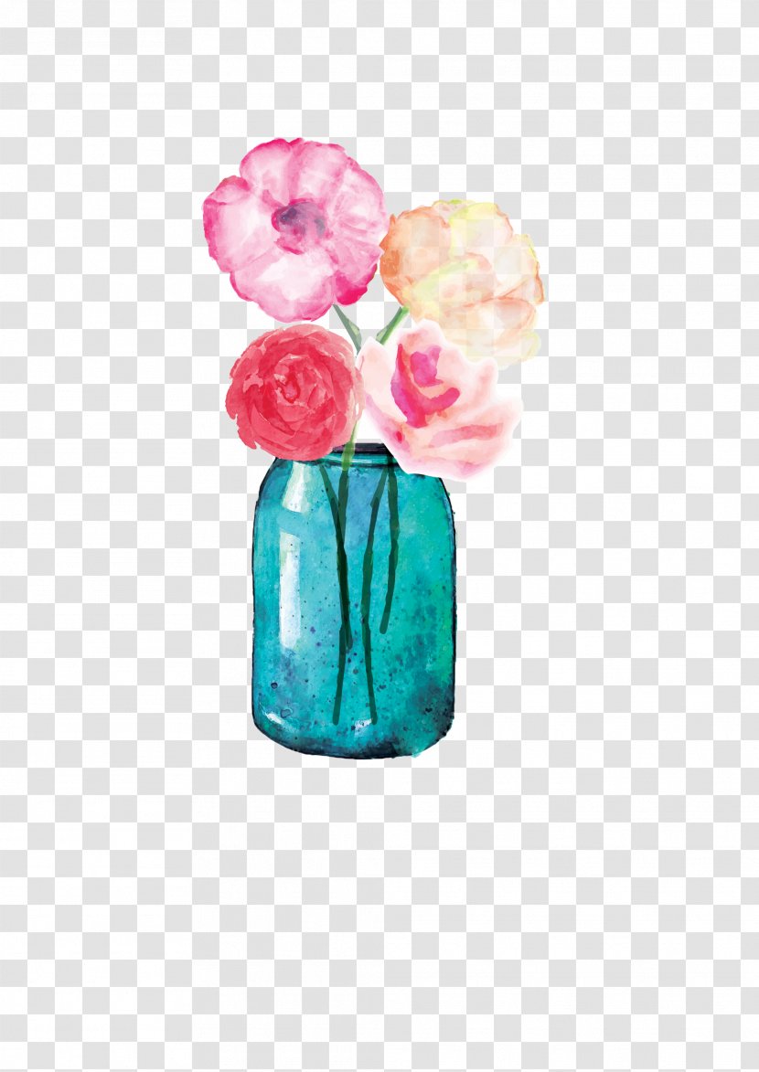Cut Flowers Mason Jar Floral Design Paper - Paint - Watercolour Transparent PNG