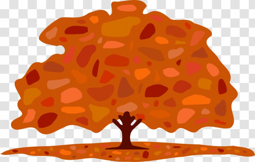 Autumn Cartoon Tree Clip Art - Leaf Color - Fall Vector Transparent PNG