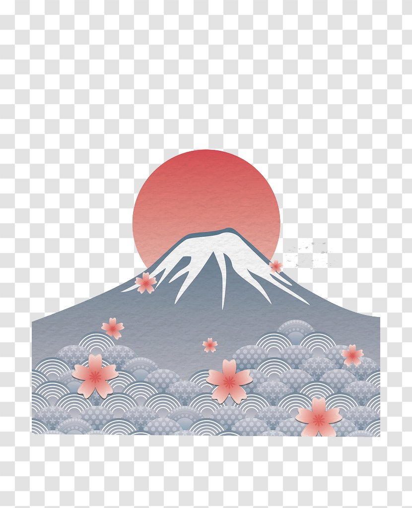 Hand Painted Mount Fuji - Watercolor - Heart Transparent PNG