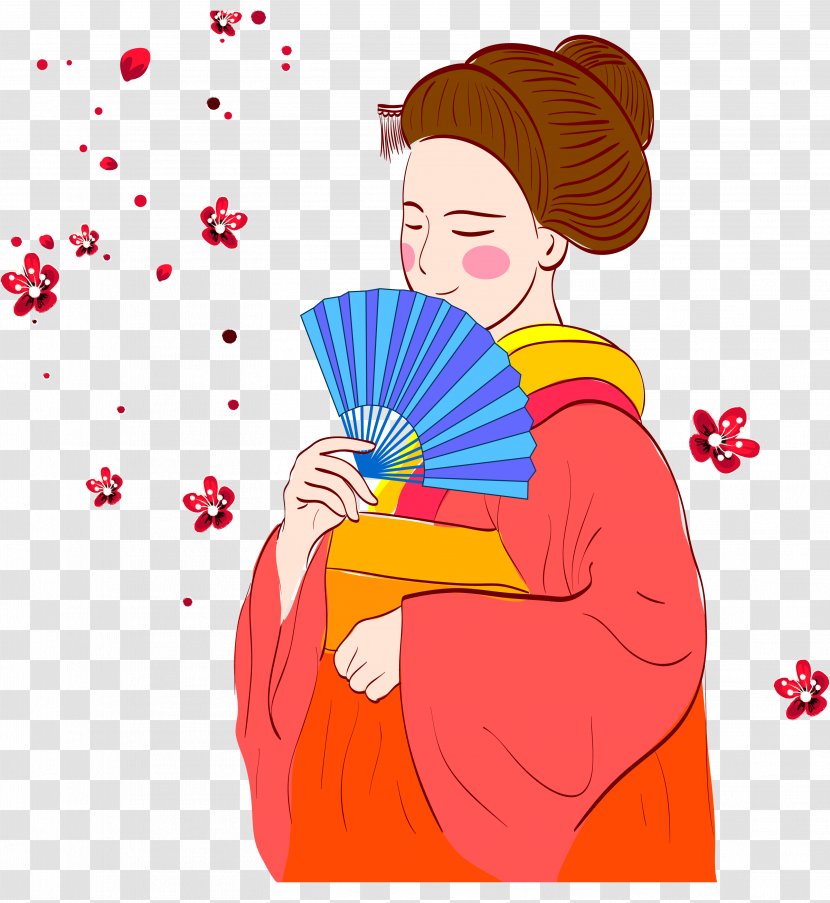 Drawing Costume Cartoon - Heart - Japanese Women Tradition Transparent PNG