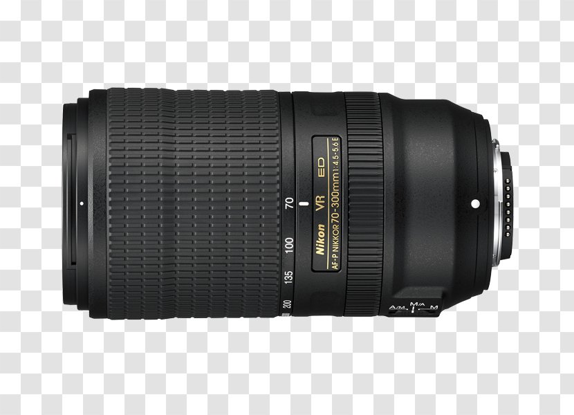 Nikon AF-P NIKKOR 70-300mm F/4.5-5.6E ED VR Lens DX Nikkor F/4.5-6.3G Telephoto Camera Transparent PNG