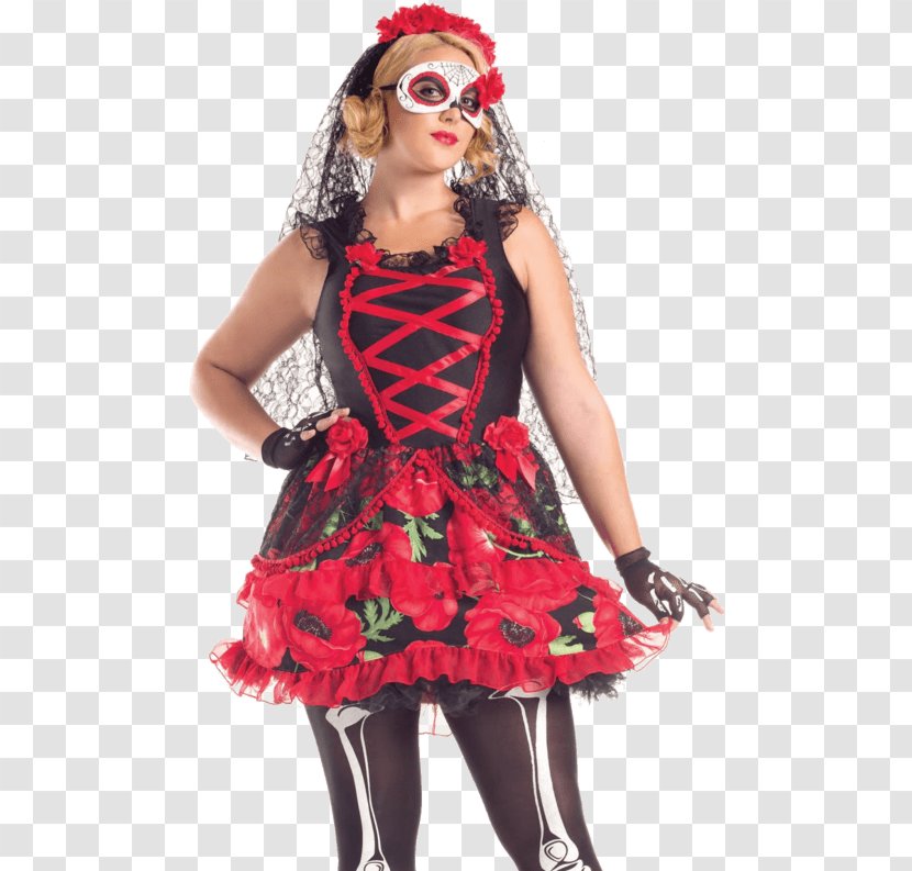 La Calavera Catrina Day Of The Dead Halloween Costume - Plussize Clothing - Costumes Transparent PNG